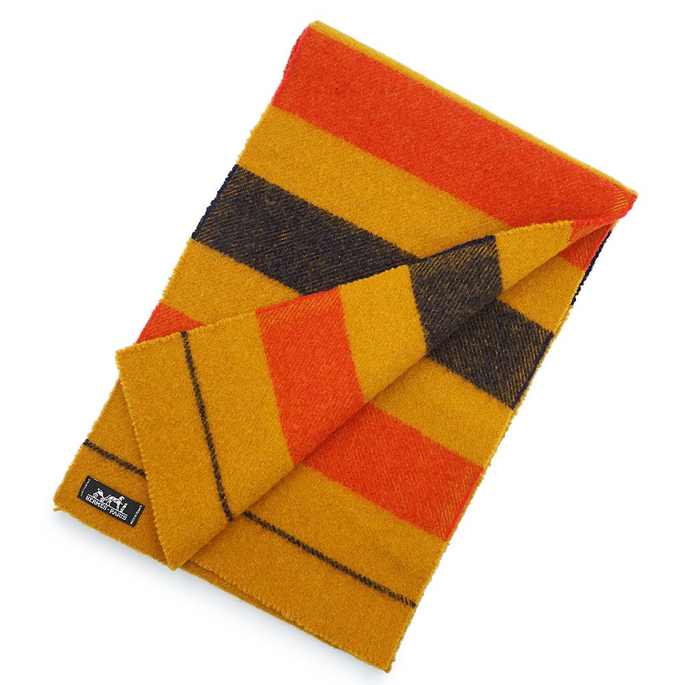 エルメス ロカバールマフラー 中古・古着通販】HERMES (エルメス) ロカバール マフラー イエロー