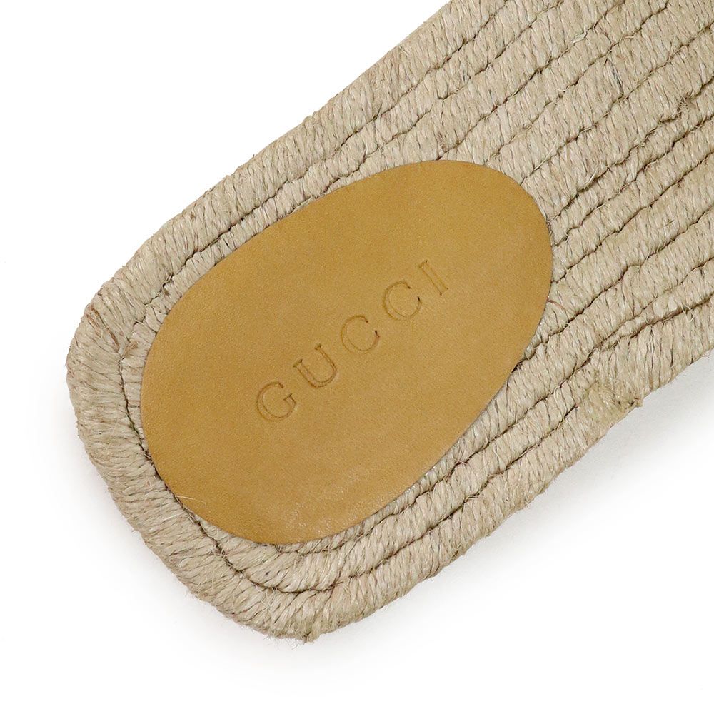 グッチ エスパドリーユ シェリーライン サンダル 靴 #9 28cm レザー 麻