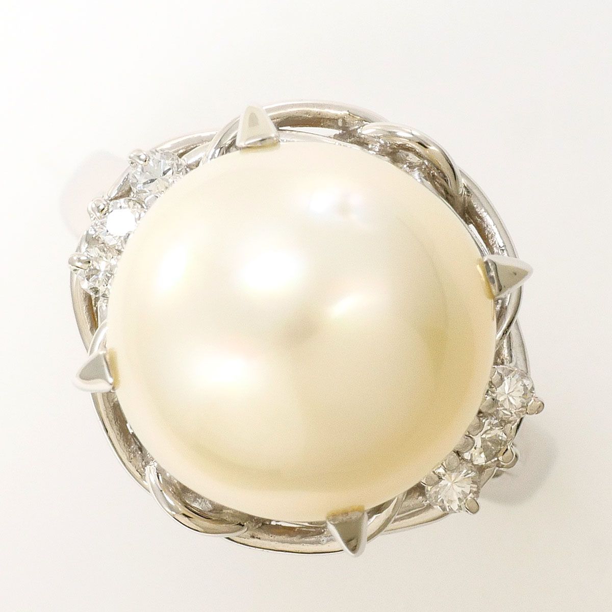 PT900/プラチナ リング・指輪 10.5号 パール（真珠） ダイヤモンド 0.11ct 総重量約7.9g