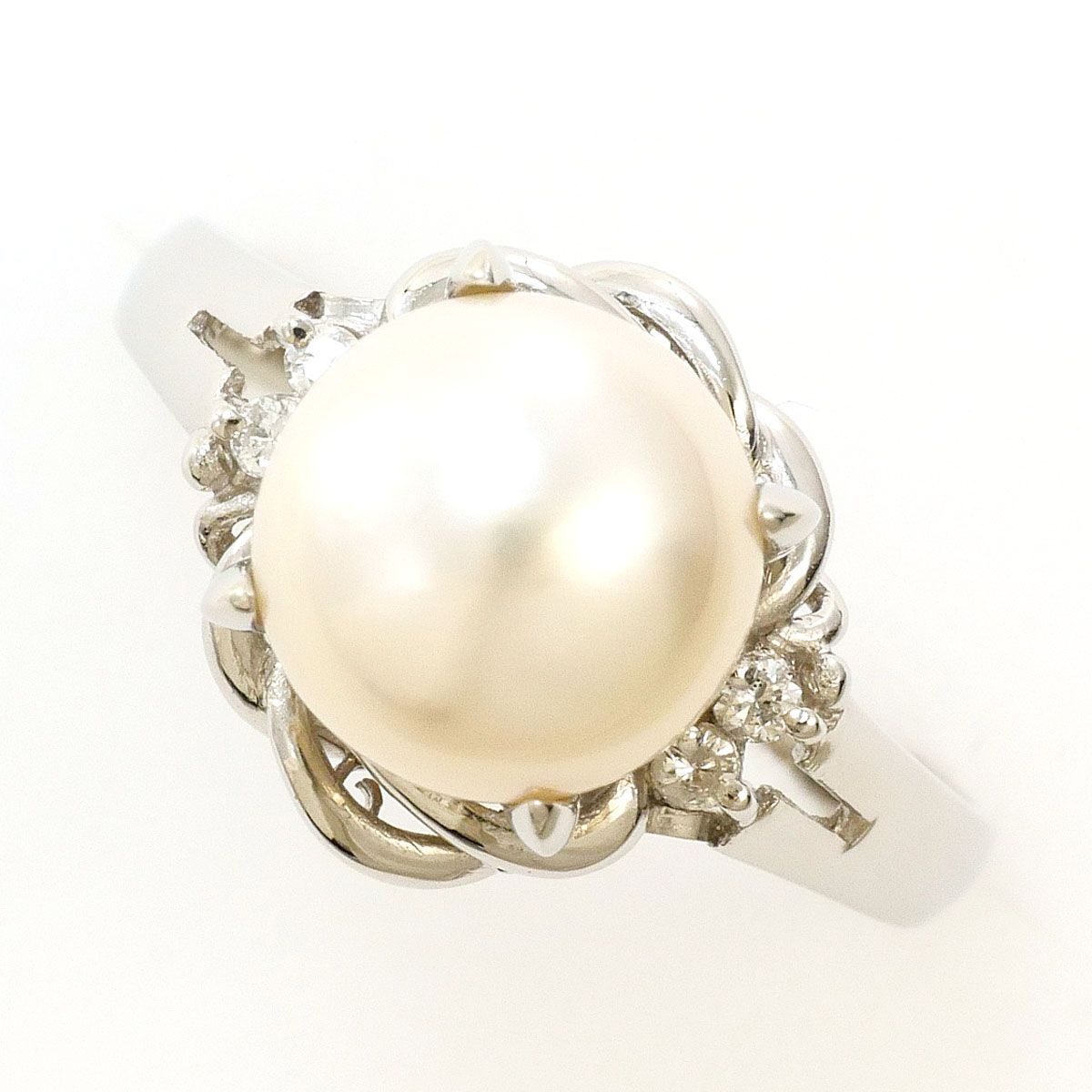 PT900/プラチナ リング・指輪 11号 パール（真珠） ダイヤモンド 0.05