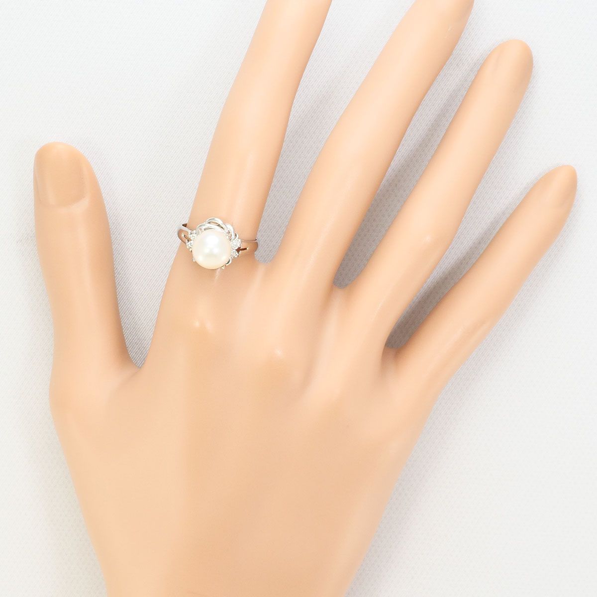 PT900/プラチナ リング・指輪 11号 パール（真珠） ダイヤモンド 0.05