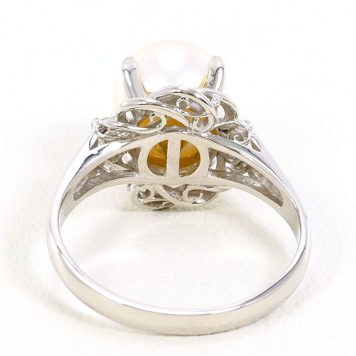 PT900/プラチナ リング・指輪 11号 パール（真珠） ダイヤモンド 0.05