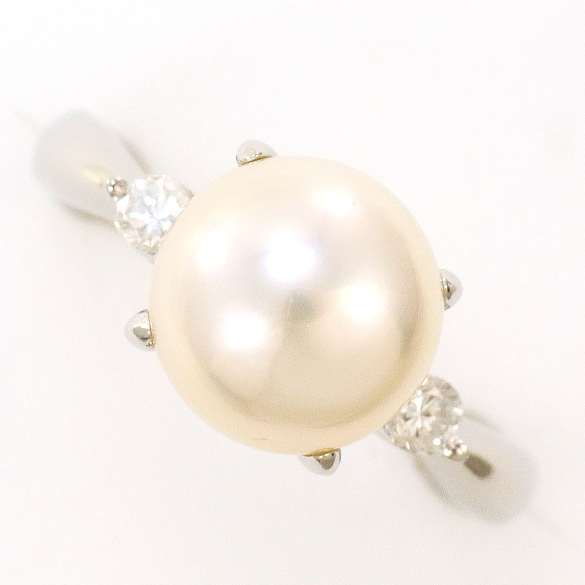 PT900/プラチナ リング・指輪 7.5号 パール（真珠） ダイヤモンド 0.10