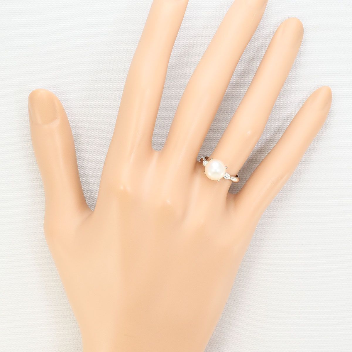 PT900/プラチナ リング・指輪 7.5号 パール（真珠） ダイヤモンド 0.10