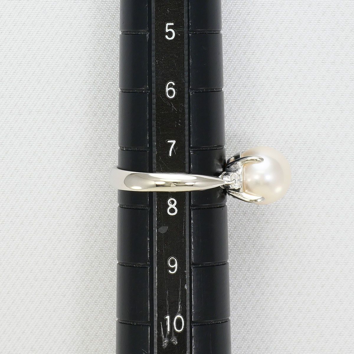 PT900/プラチナ リング・指輪 7.5号 パール（真珠） ダイヤモンド 0.10