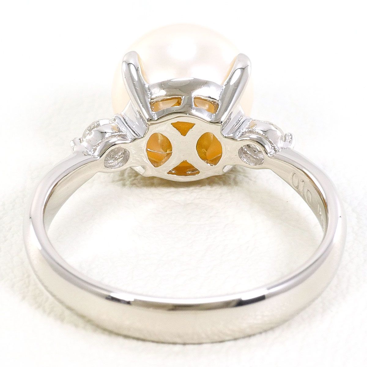 PT900/プラチナ リング・指輪 7.5号 パール（真珠） ダイヤモンド 0.10