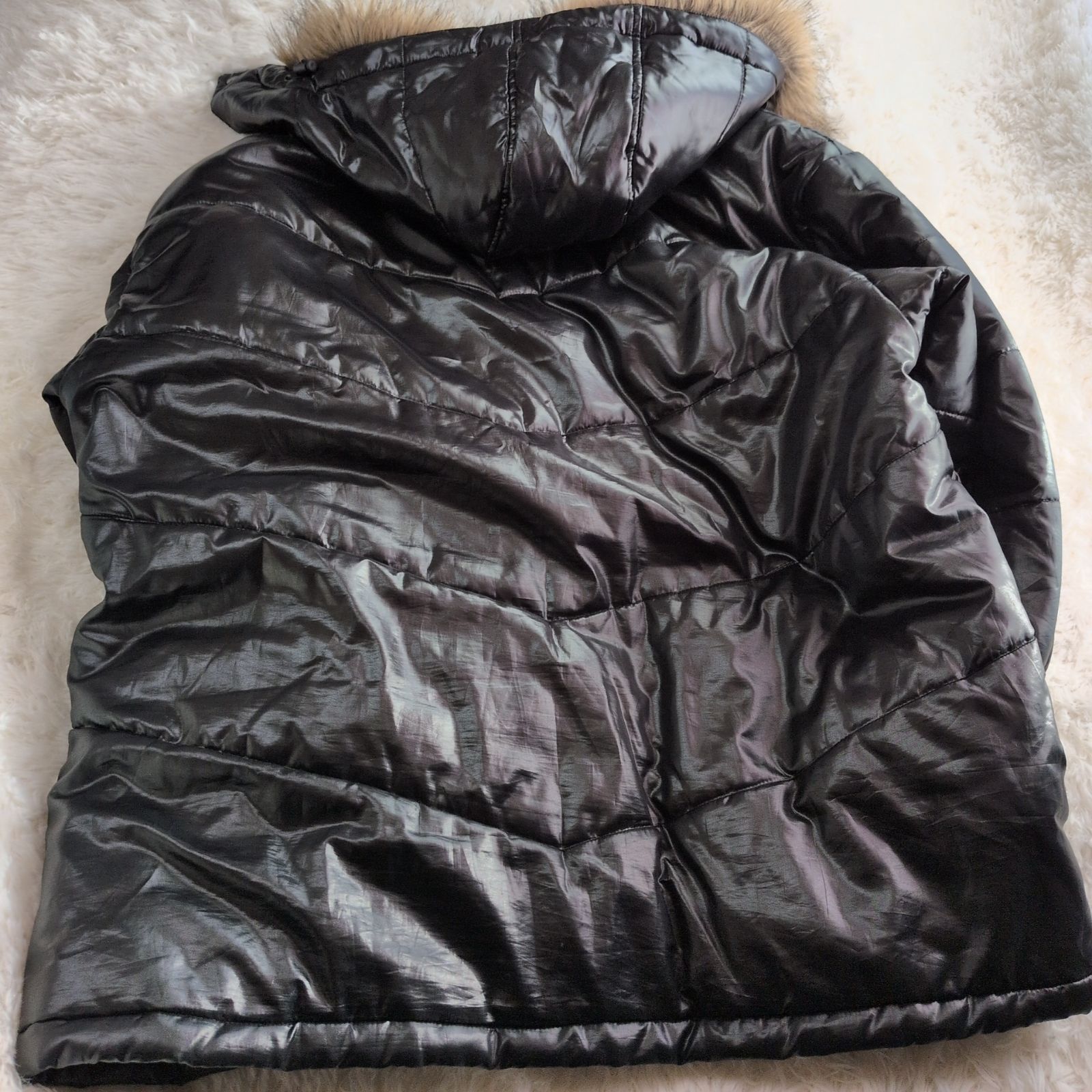 大きいサイズ】WILD LIFE y2k ファー付 ダウンジャケット ブラック