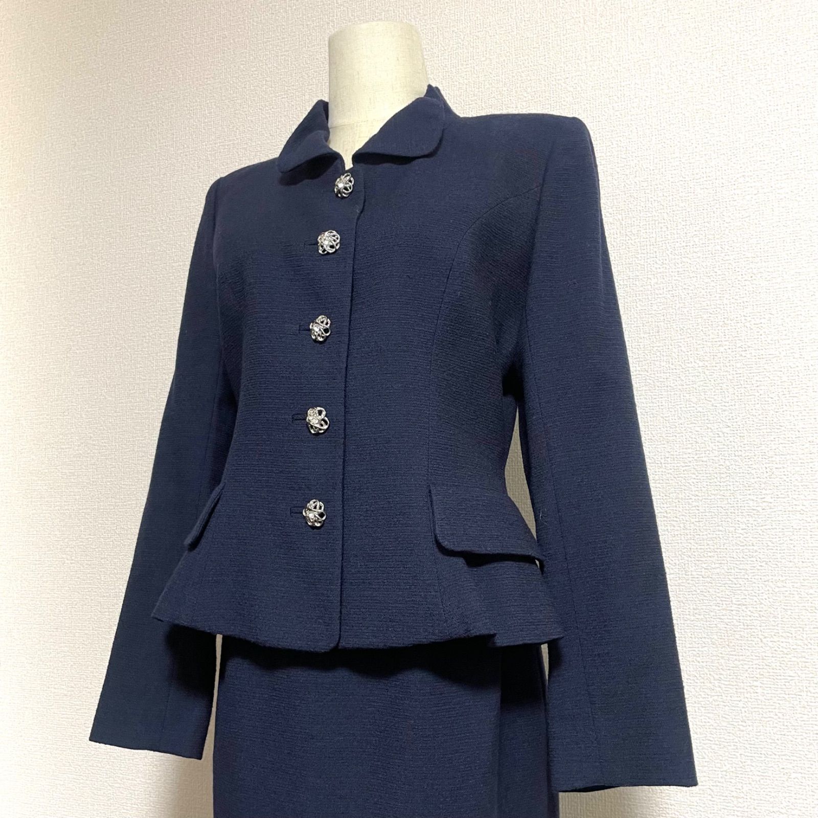 銀座マギー THE DENEN 美シルエット 濃紺 ウール ツイード フォーマル