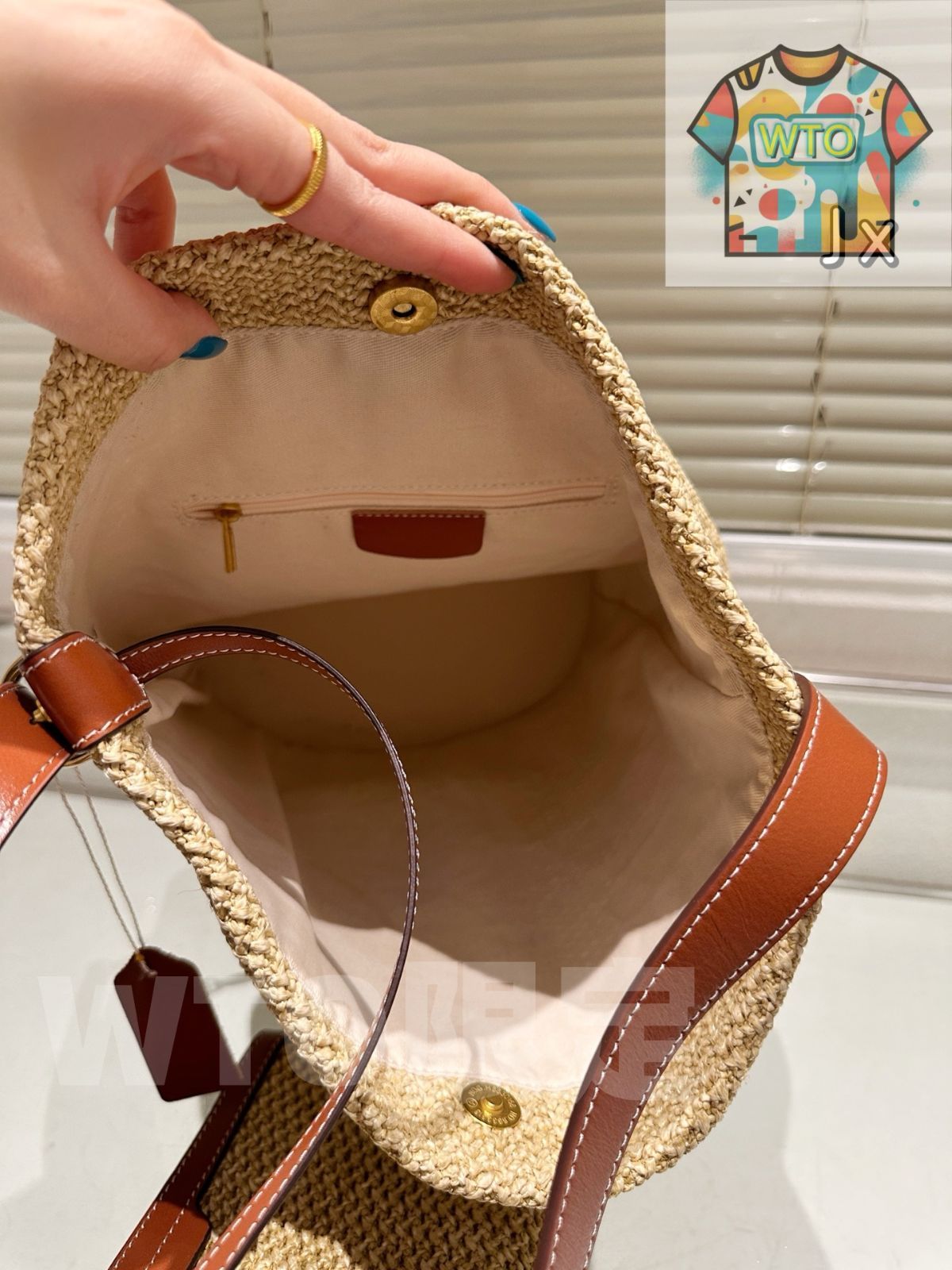 今日特価】Ralph Lauren Raffia Woven Bucket Bag ～ラフィア編み