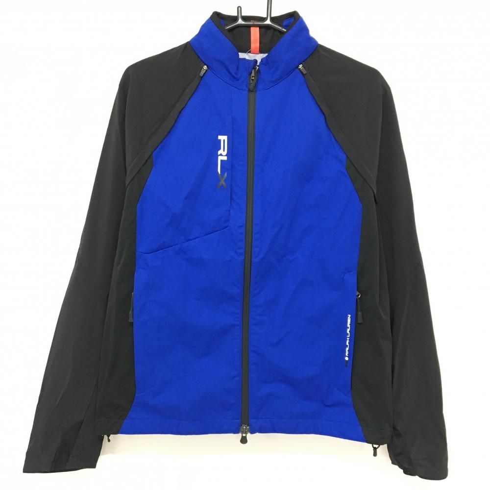 RLXラルフローレン 2WAYジャケットブルゾン ブルー×黒 ロゴプリント 袖