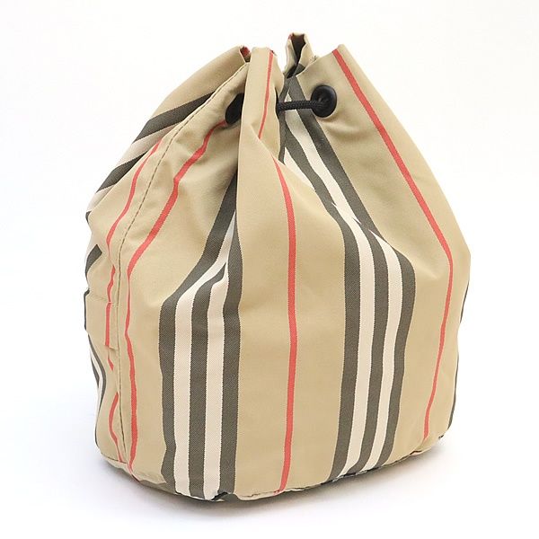 広尾店】美品 バーバリー BURBERRY 巾着バッグ ポーチ チャック