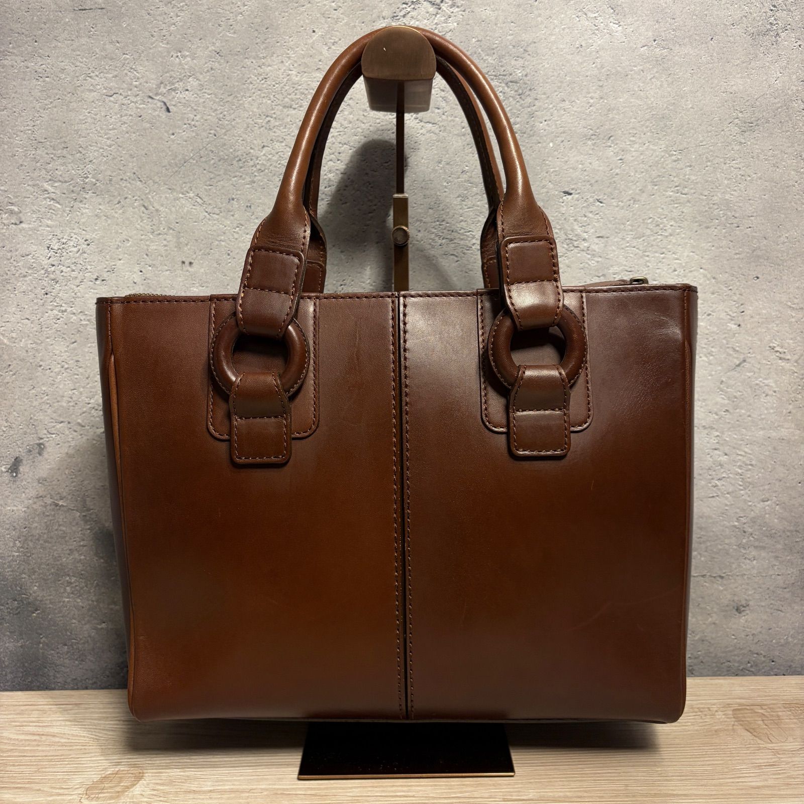 土屋鞄）ブラウン革 ビジネスバッグ ✨土屋鞄 トートバッグ A4収納可 自立型 オールレザー 本革 ブラウン