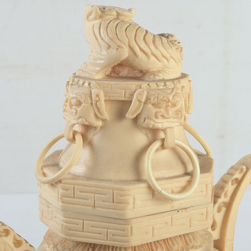 【 木彫玉獅子 元～明代 】　木鼻/柱頭　鑑定蝋印付　中華古玩　　L0205C 木彫玉獅子 元～明代】 木鼻/柱頭 鑑定蝋印付 現存数少ない中国古玩・