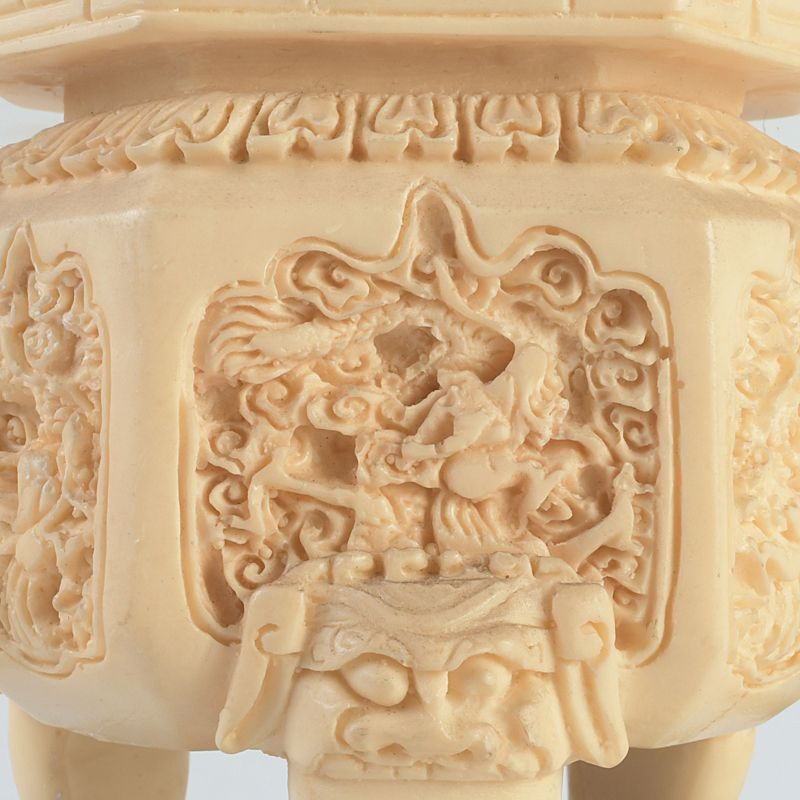 中国 練物彫刻 雙耳活環 獅子鈕蓋爐 香炉 唐木台付 N S365 - メルカリ