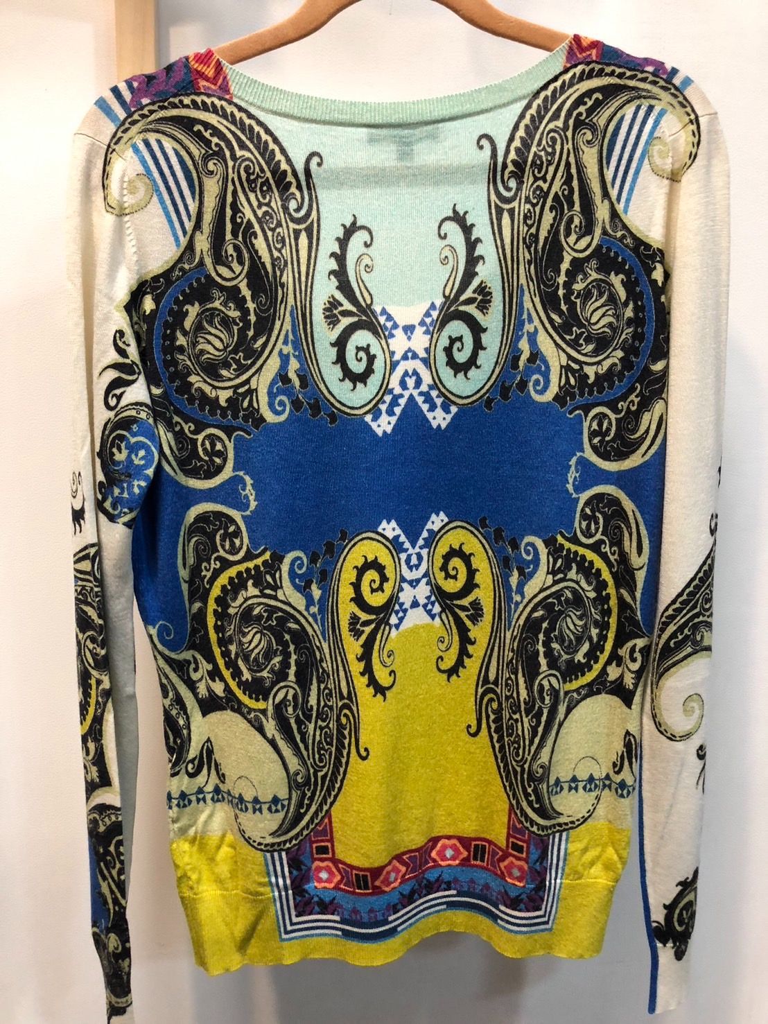 ◇ETRO エトロ Vネック ニット サイズ：44 ペイズリー柄 シルク