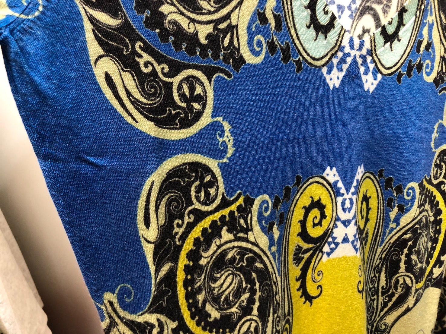 ETRO ペイズリー総柄 シルク カシミヤ ニット セーター 38 ◇ETRO エトロ Vネック ニット サイズ：44 ペイズリー柄 シルク