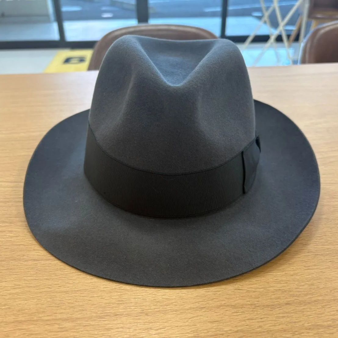 EL6】グレー ボルサリーノ ラビットファーフェルトハット 中折れ帽