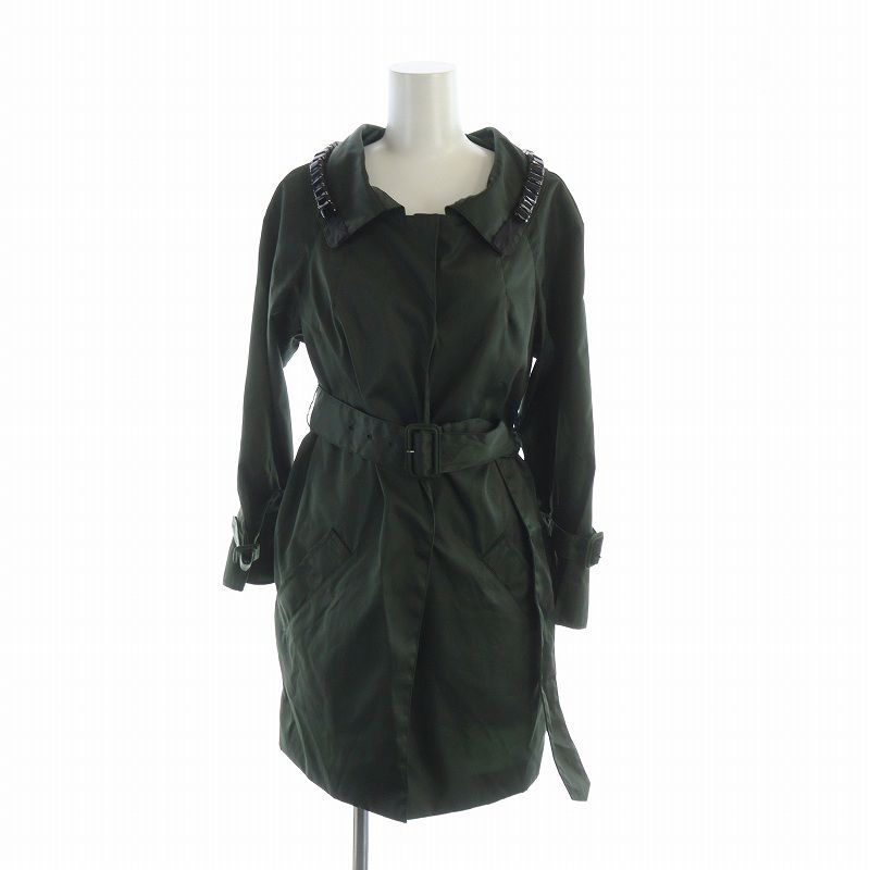 プラダ PRADA トレンチコート ステンカラー 長袖 ミドル ロゴ シングル