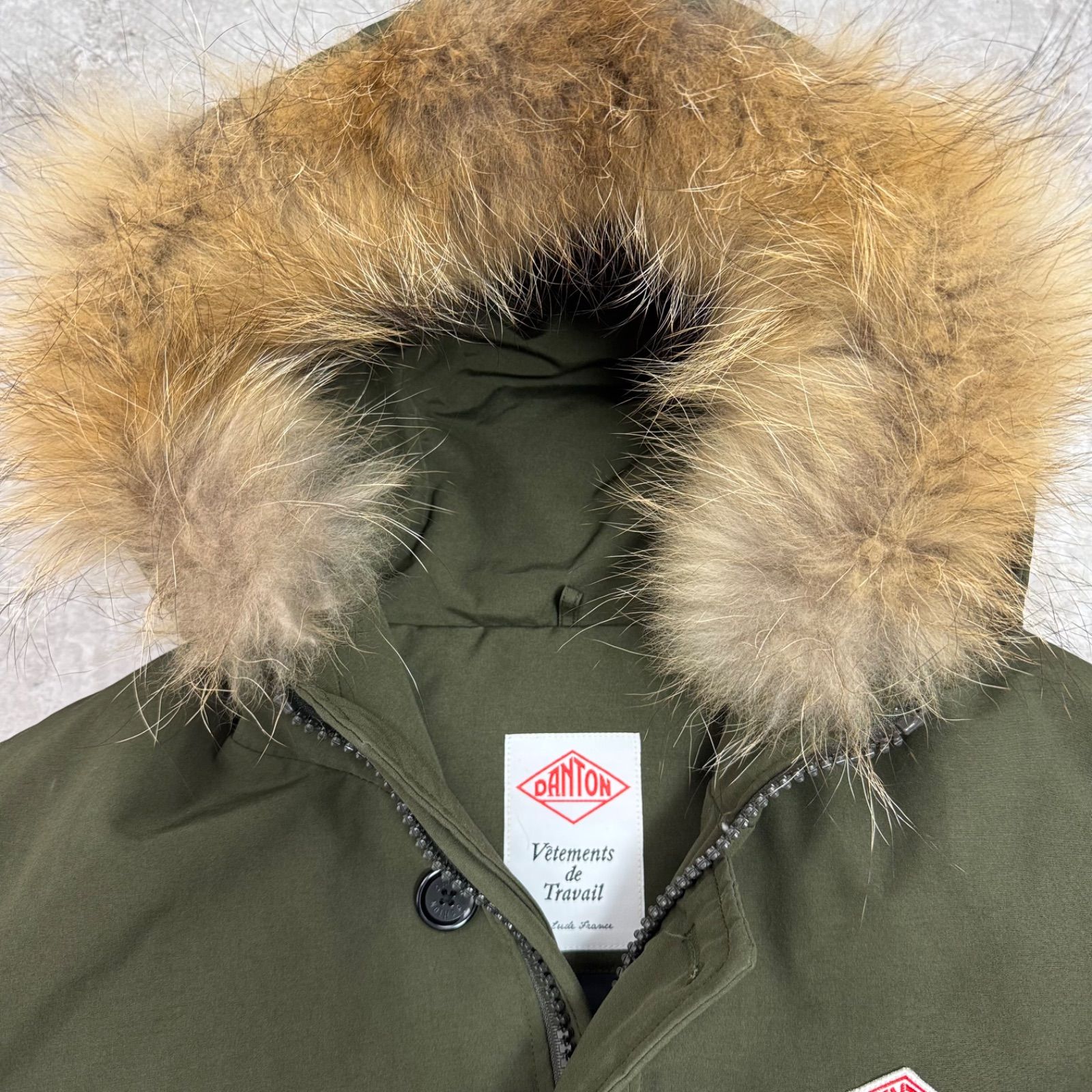 極美品】DANTON タッサー ダウンジャケット ダントン ラクーンファー 