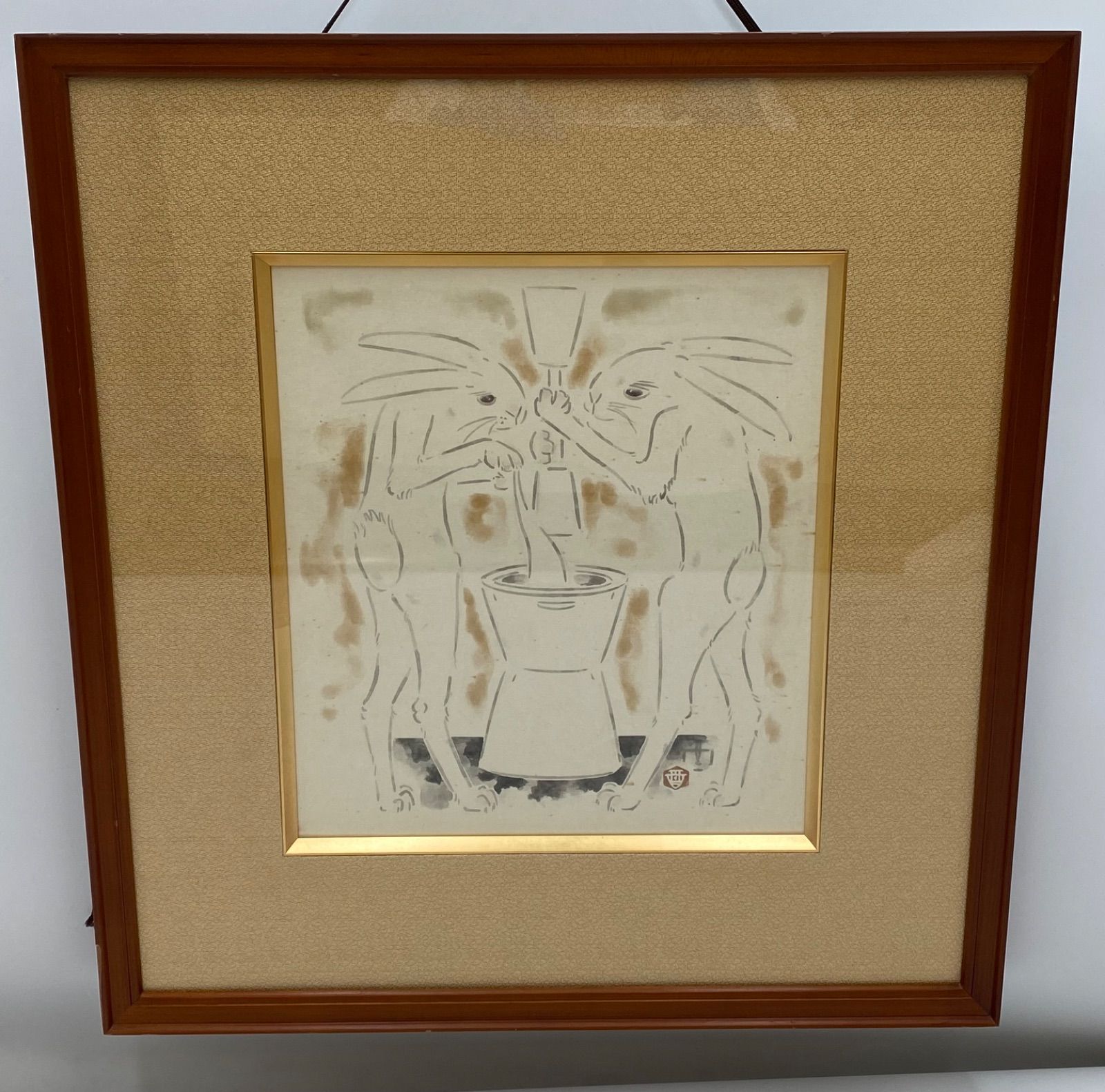 真作 入江酉一郎 日本画 どうぶつ画 うさぎ 額装 落款 サイン有 - メルカリ