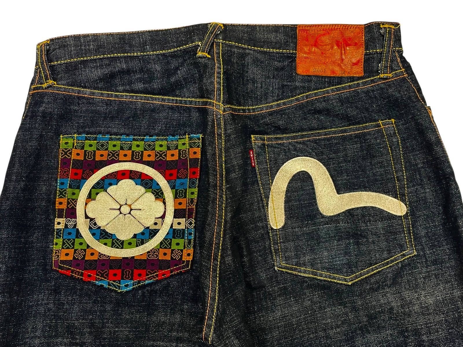 極美品 34×35 EVISU 節約 エヴィス 2001 家紋 カモメ 刺繍ジーンズ