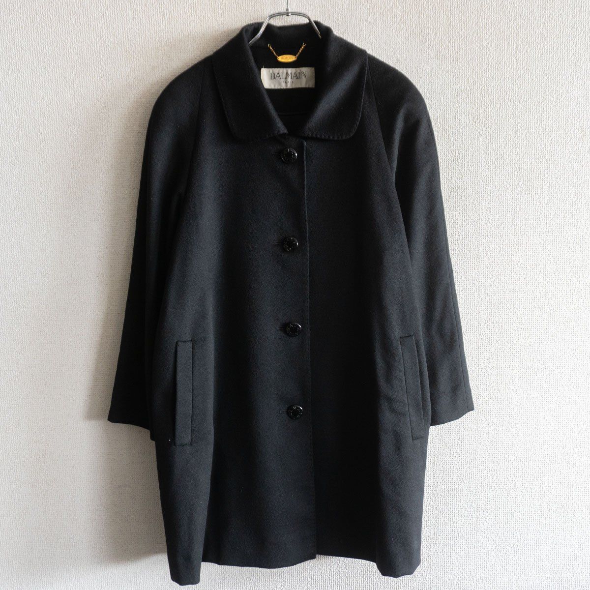 最高級】 BALMAIN 【カシミヤ× シルク コート】SIZE 9 ブラック