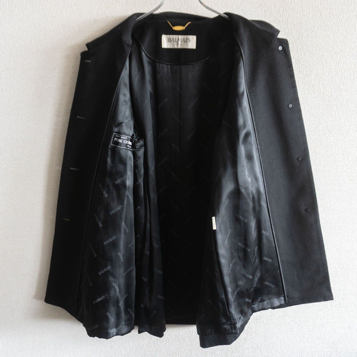 最高級】 BALMAIN 【カシミヤ× シルク コート】SIZE 9 ブラック