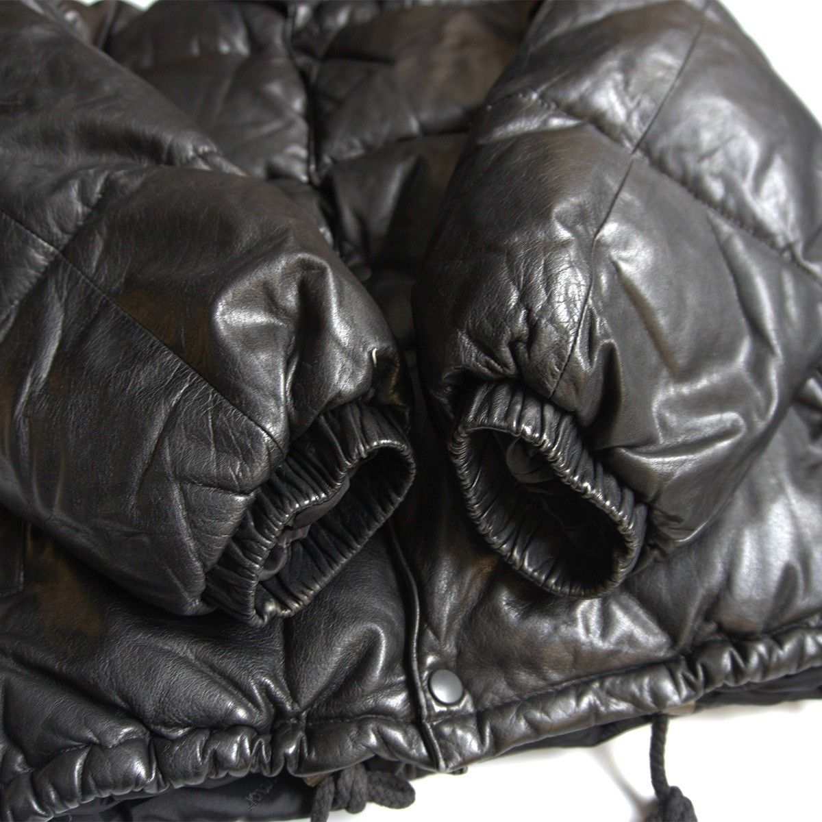 美品】WIND ARMOR【レザー ダウン ジャケット】LL ブラック ウインド