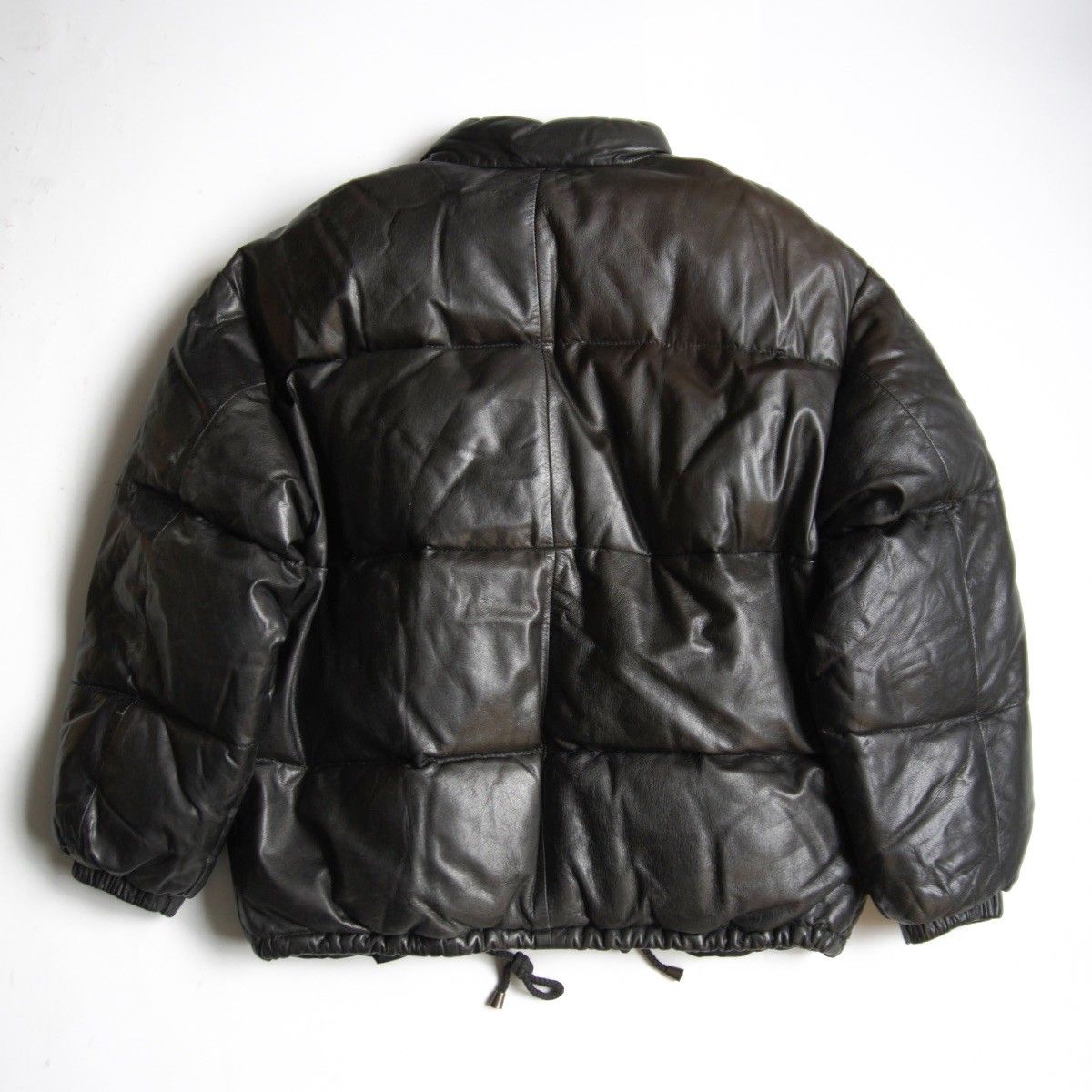 美品】WIND ARMOR【レザー ダウン ジャケット】LL ブラック ウインド