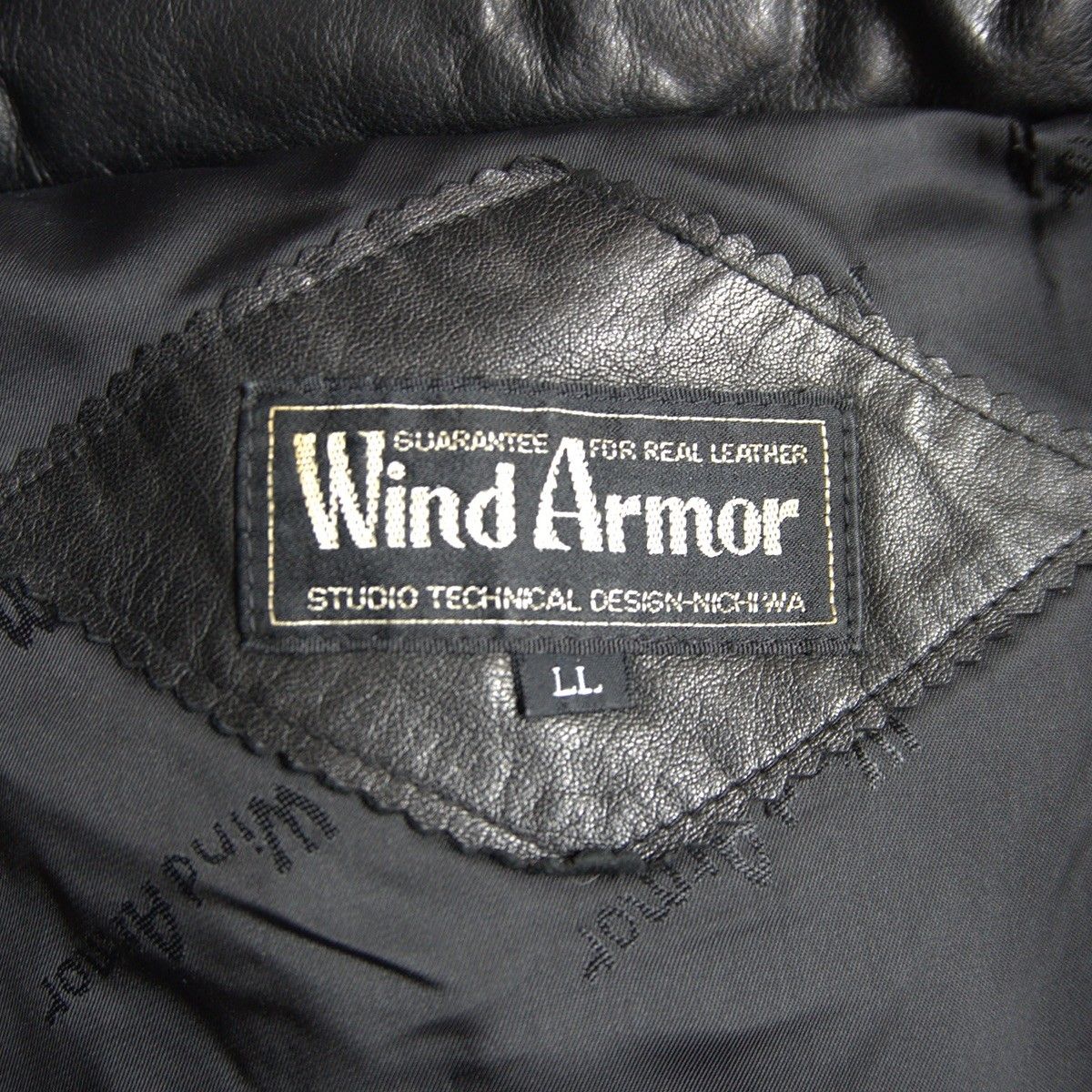 美品】WIND ARMOR【レザー ダウン ジャケット】LL ブラック ウインド 