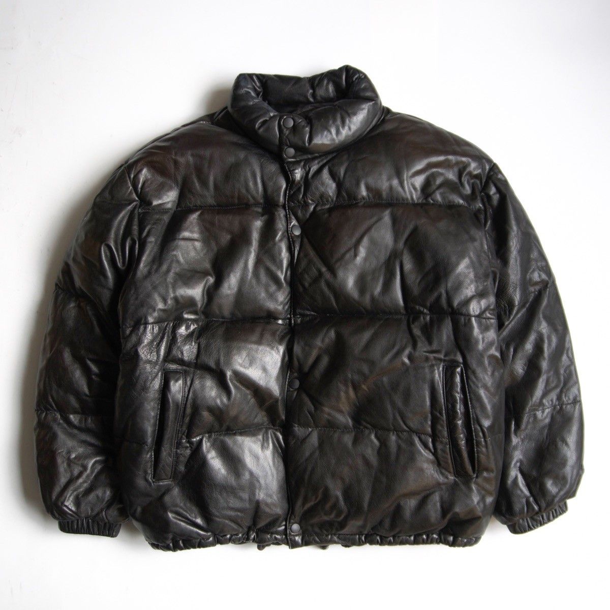 美品】WIND ARMOR【レザー ダウン ジャケット】LL ブラック ウインド