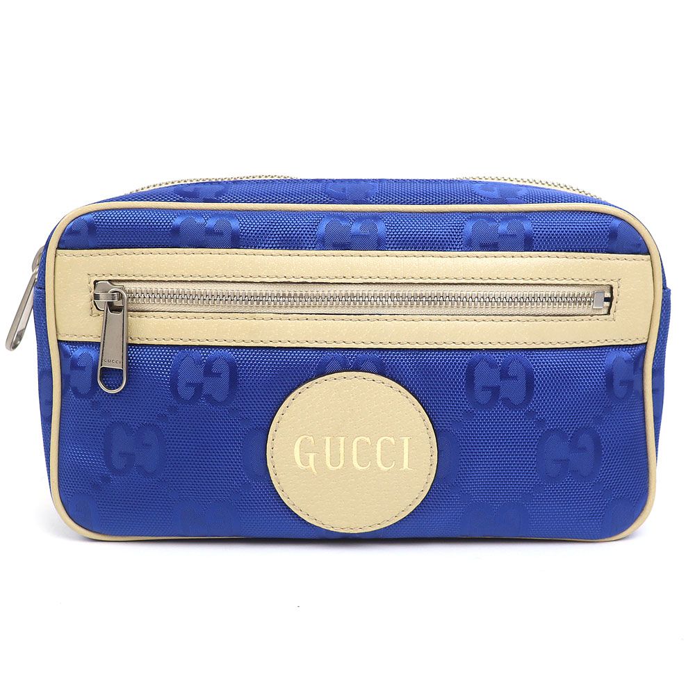 グッチ オフ ザ グリッド ベルトバッグ ブルー ウエストポーチ クロス