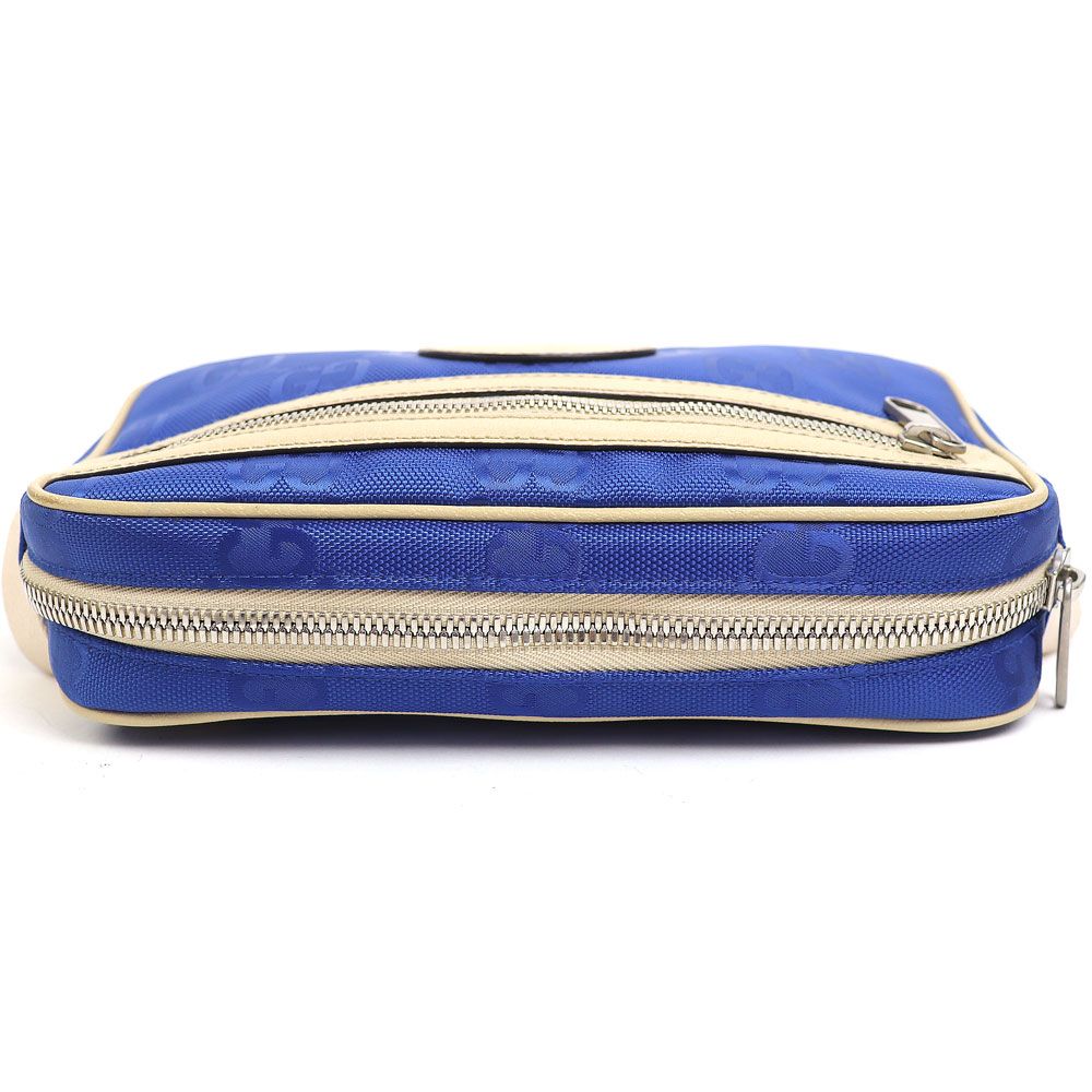 グッチ オフ ザ グリッド ベルトバッグ ブルー ウエストポーチ クロス