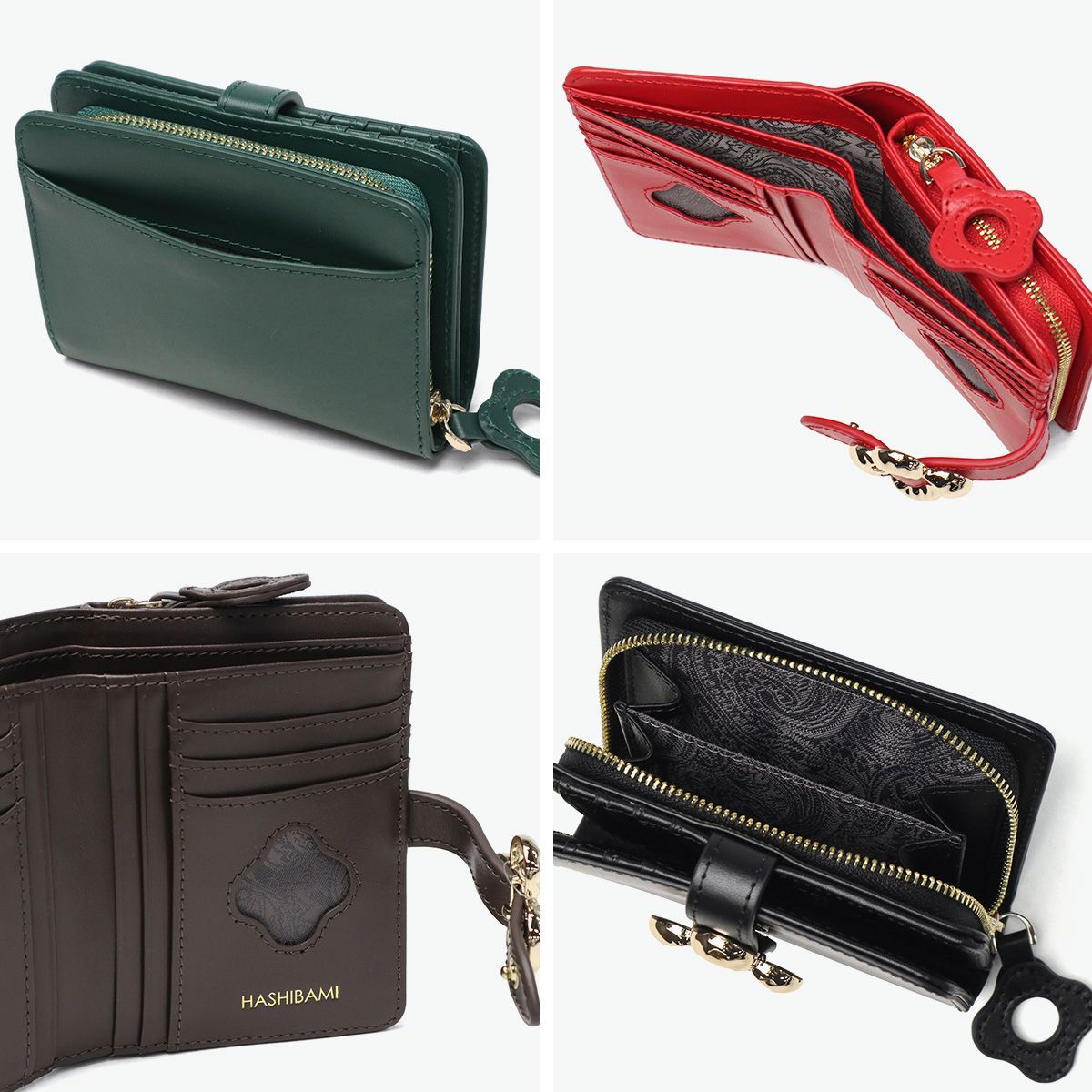 ハシバミ 二つ折り財布 レディース ブランド HASHIBAMI 財布 本革 革