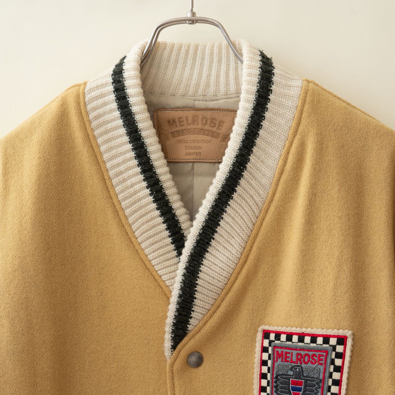 80?90s 日本製 MELROSE ヴィンテージ スタジャン M｜ウール×牛革レザー