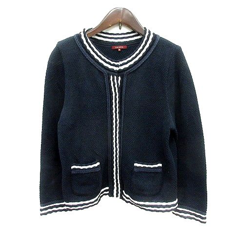 アマカ AMACA カーディガン ニット ラメ 40 L 紺 ネイビー /MN - メルカリ
