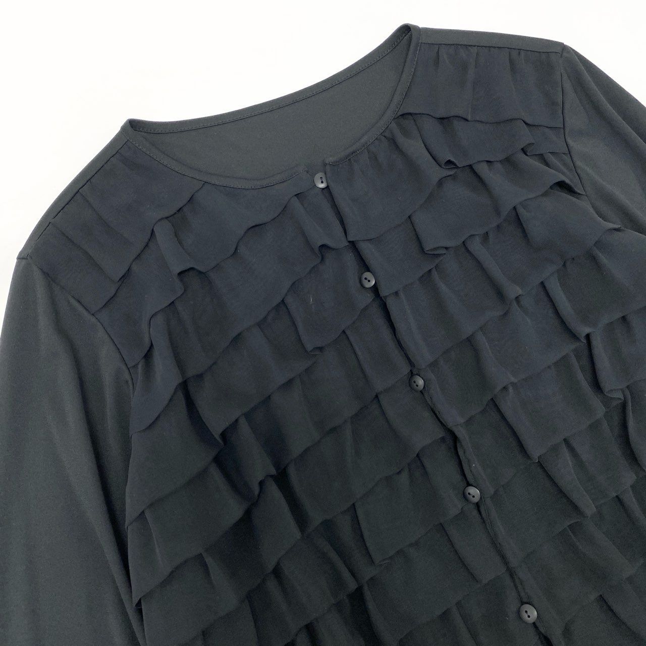 美品　トクコプルミエヴォル 　部分レース裾3段フリル　カーディガン 美品 トクコプルミエヴォル 部分レース裾3段フリル カーディガン 美品