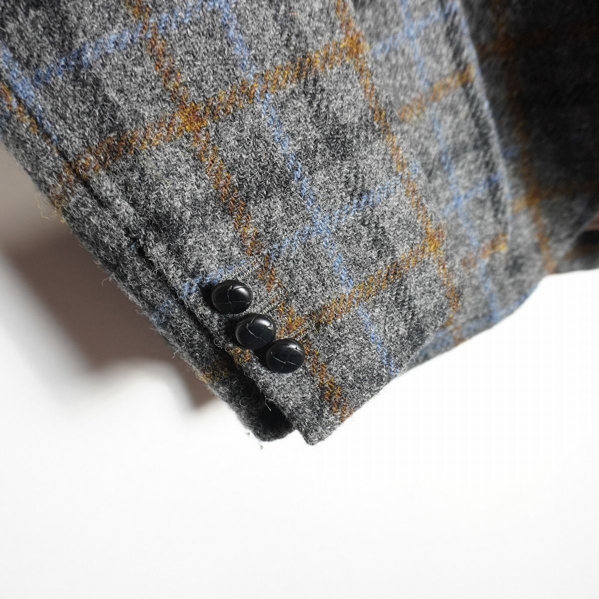 美品 ハリスツイード テーラードジャケット キルティング エルボーパッチ くるみ Harris Tweed - 大きめ ハリスツイード ヘリンボーン エルボーパッチ