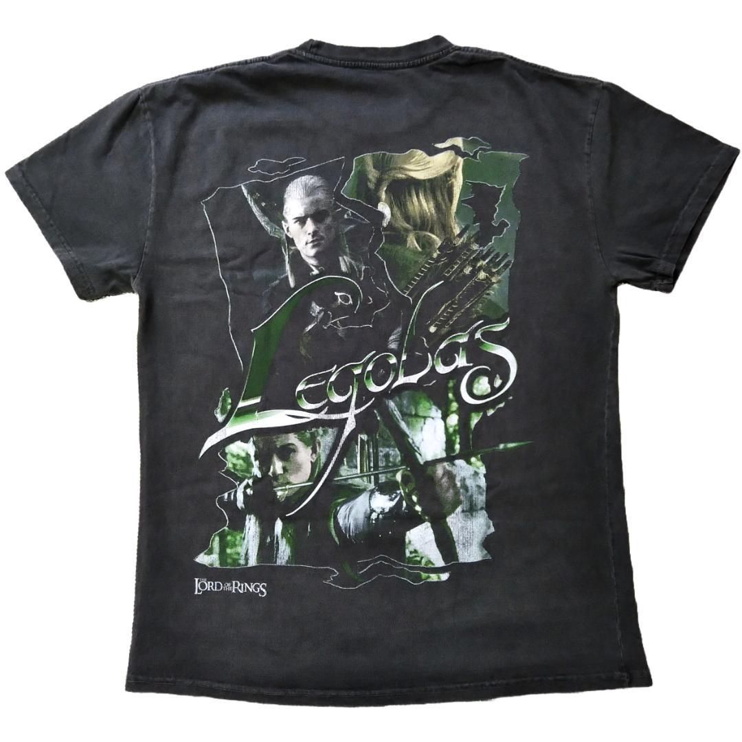 2001 ロードオブザリング tシャツ グレー ヴィンテージ リングプリントXL ロード・オブ・ザ・リング ヴィンテージ加工Tシャツ S 実寸はXLくらい