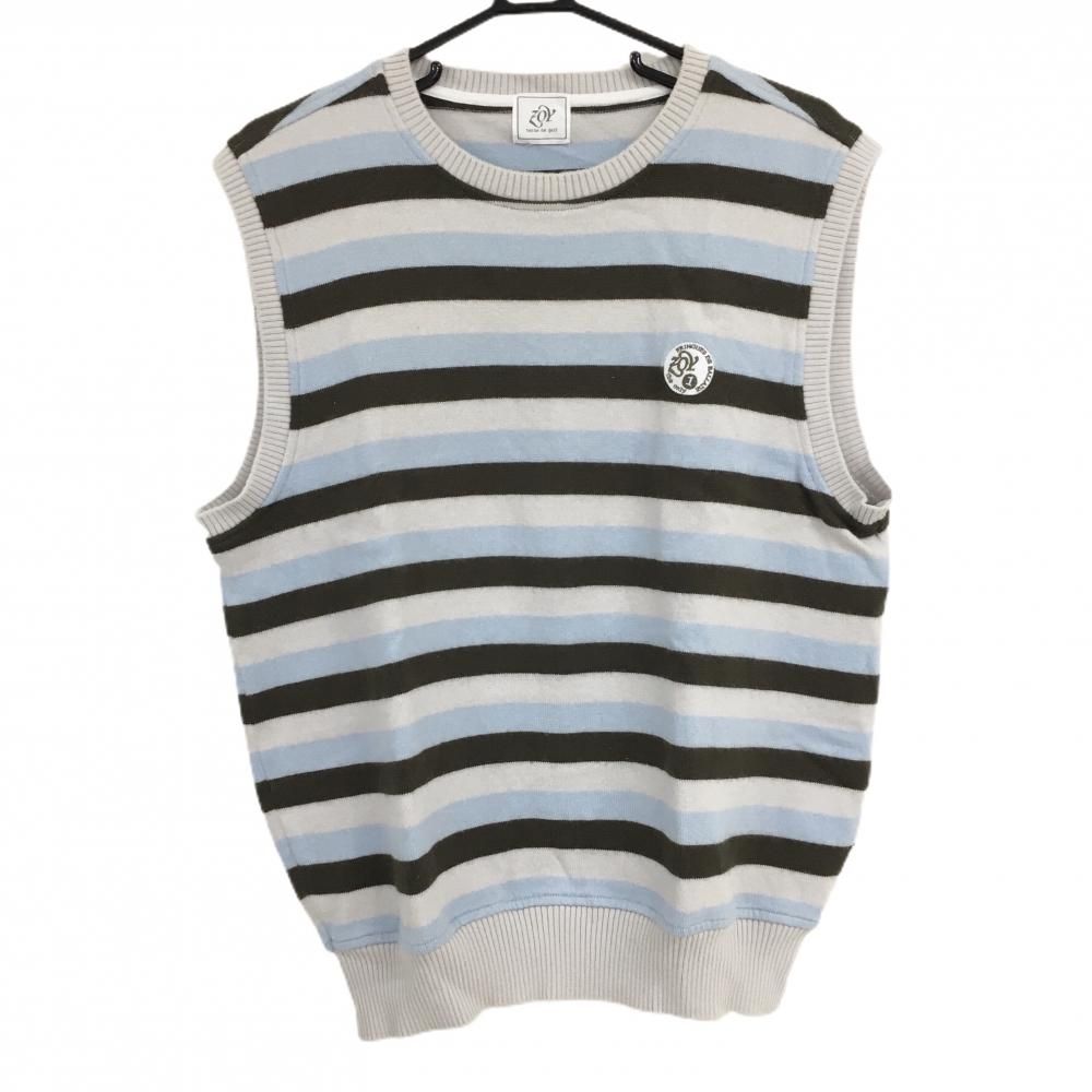 ZOY ベスト　新品未使用 超美品】ゾーイ ニットベスト ライトグレー×ライトブルー ボーダー