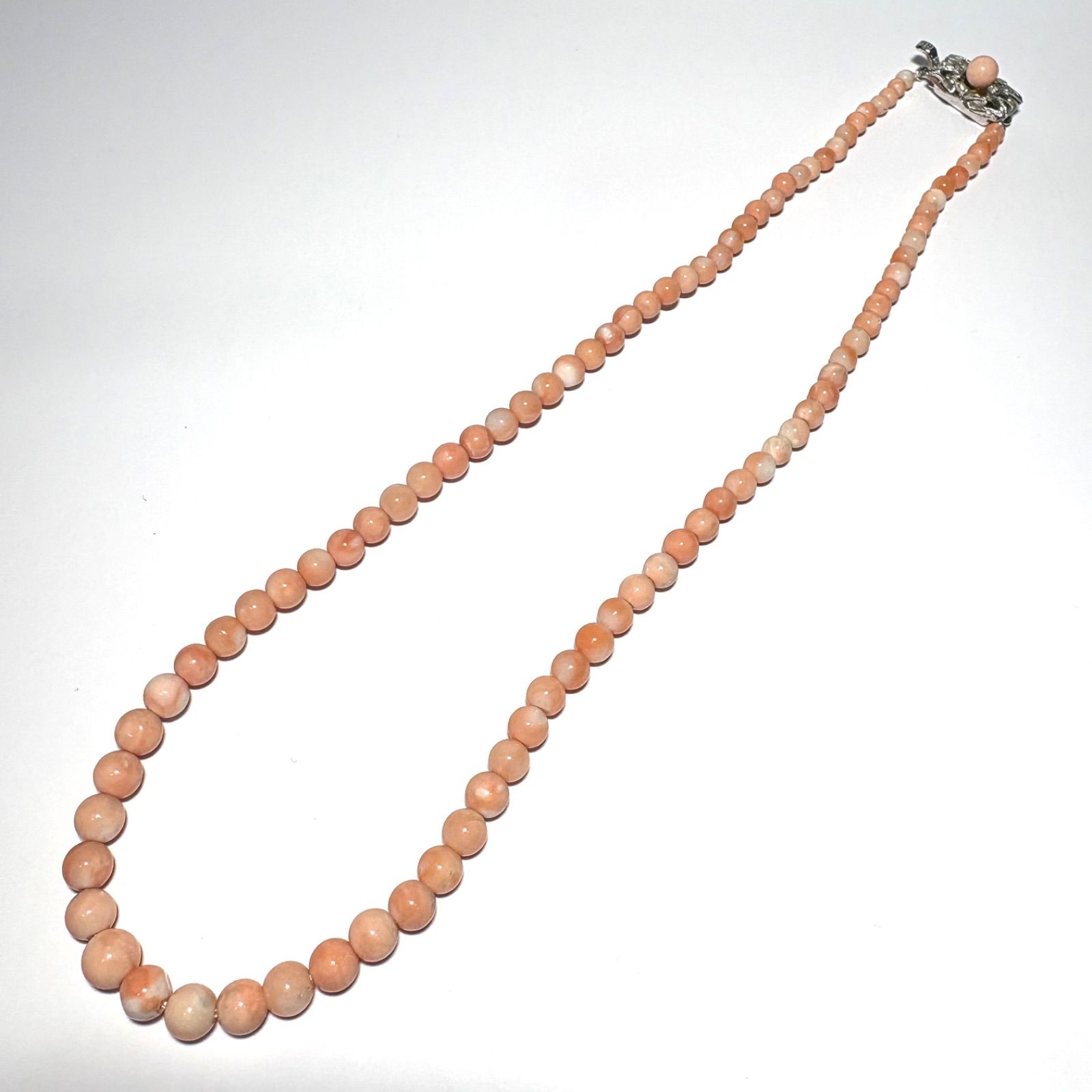 希少天然桃珊瑚ネックレス 約4〜6mm珠 44cm SILVER金具 - メルカリ