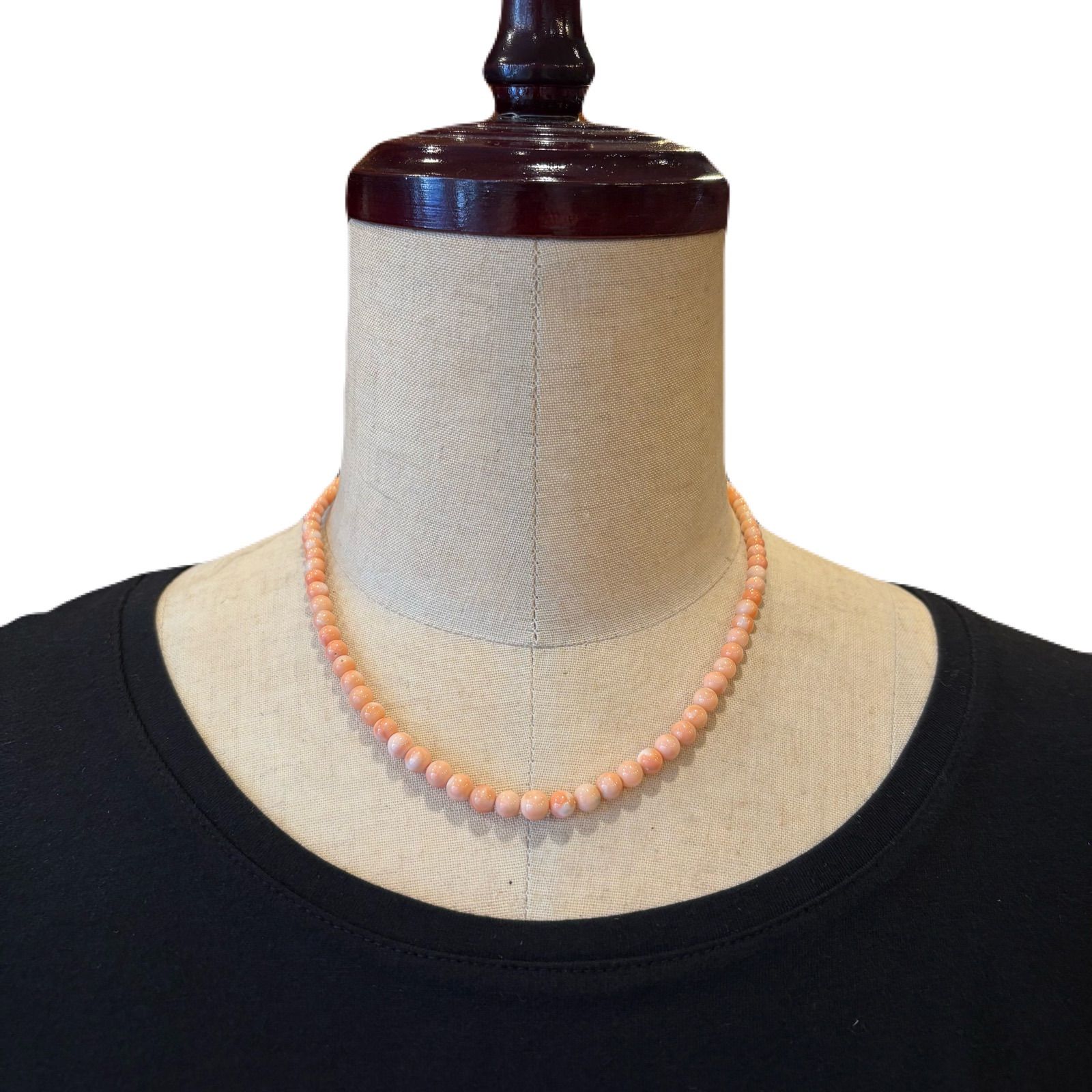 希少天然桃珊瑚ネックレス 約4〜6mm珠 44cm SILVER金具 - メルカリ