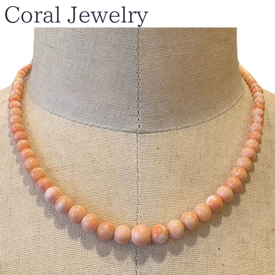 希少天然桃珊瑚ネックレス 約4〜6mm珠 44cm SILVER金具 - メルカリ