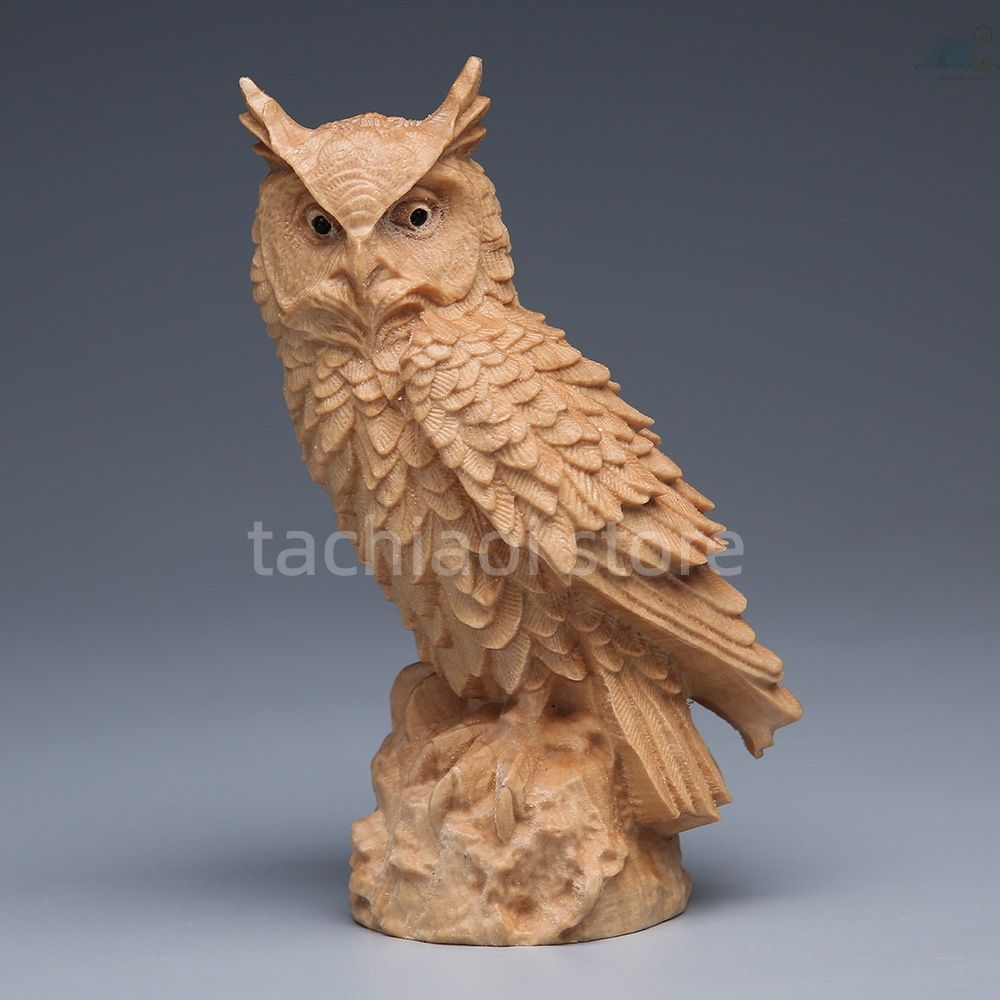 送料無料】崖柏木彫り フクロウ 置物 リビング 和風 実木 木彫り 工芸