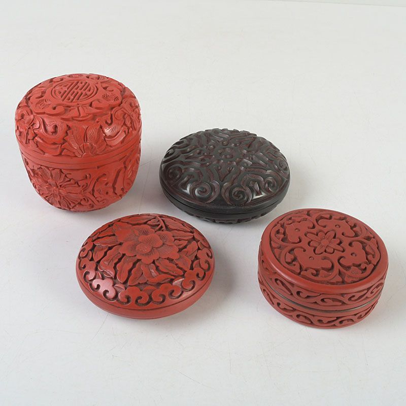 中国 堆朱 堆黒 花雕 香合 棗 4点まとめて V S378 - メルカリ