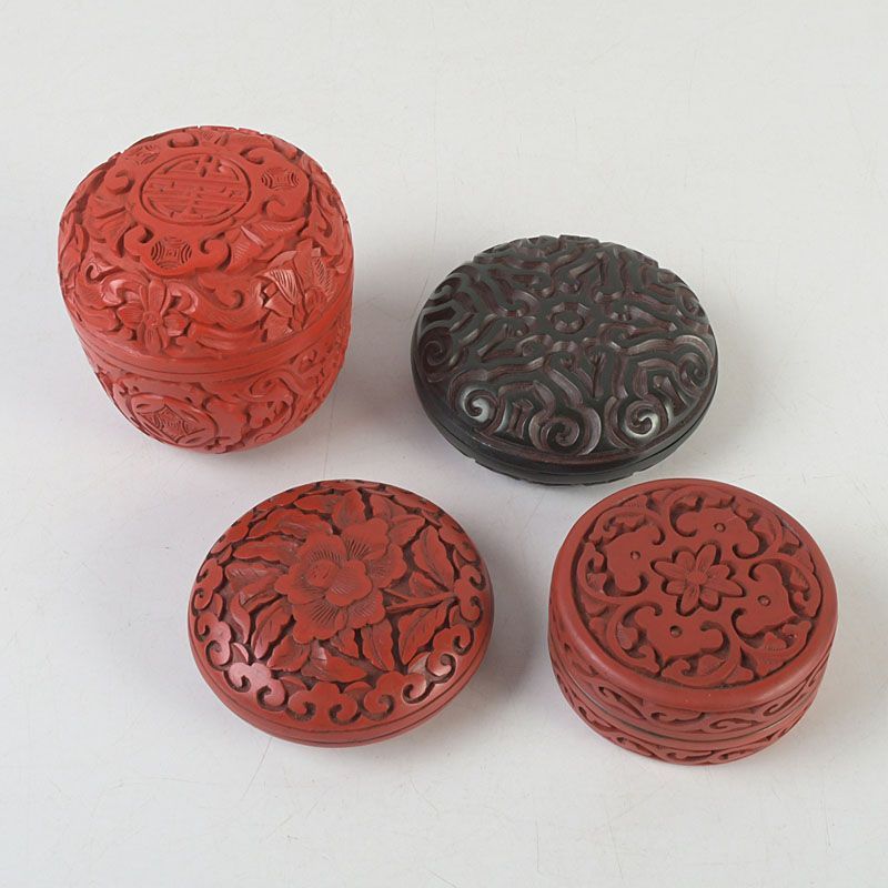 中国 堆朱 堆黒 花雕 香合 棗 4点まとめて V S378 - メルカリ