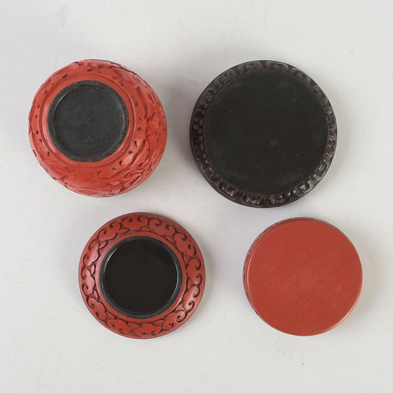 中国 堆朱 堆黒 花雕 香合 棗 4点まとめて V S378 - メルカリ