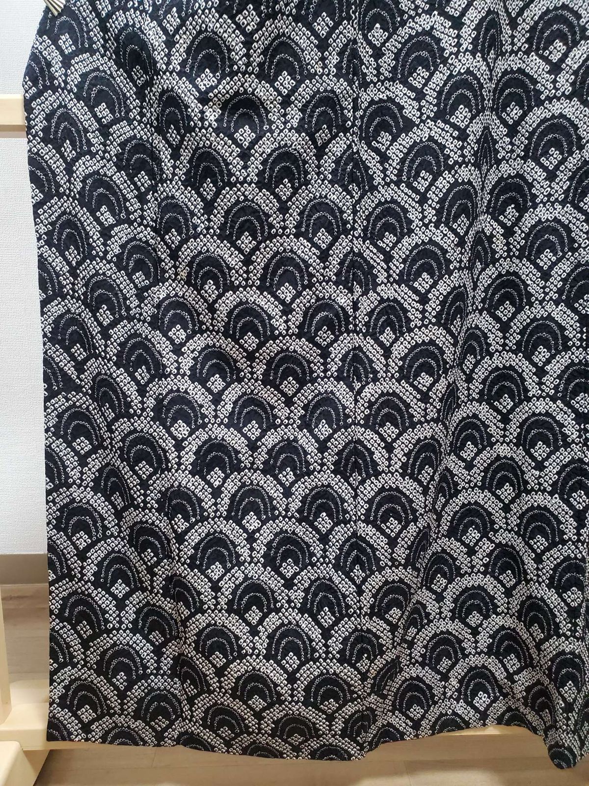 A5◇着物くつろぎ 総絞り 吉祥文様 紫 松葉 青海波 袷 正絹 訪問着