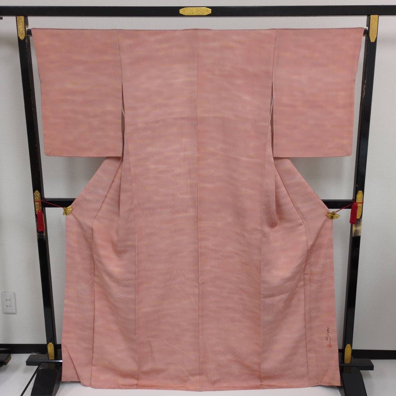 作家物 色無地 裄67 ぼかし染め 上品な地模様 紋無し 正絹 着物 MK