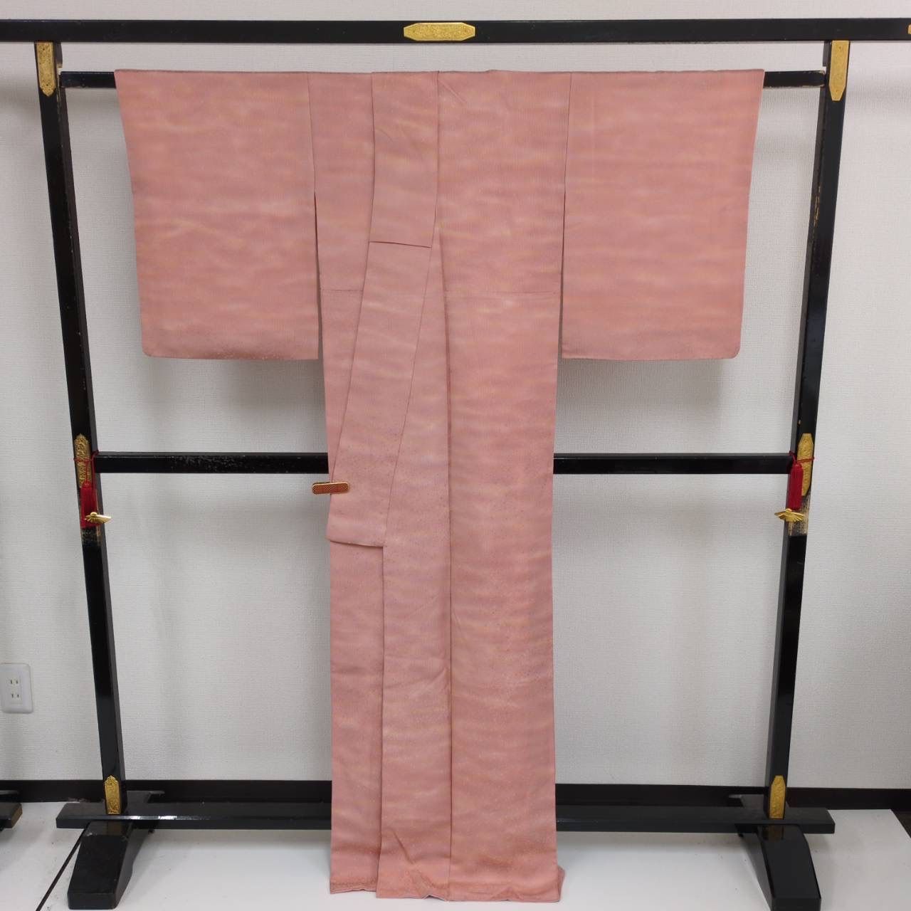 作家物 色無地 裄67 ぼかし染め 上品な地模様 紋無し 正絹 着物 MK